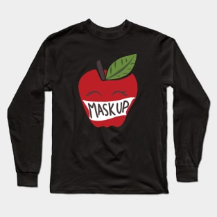 Mask up Teacher back to school apple Long Sleeve T-Shirt